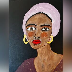 SALE! TODAY ONLY! Original art Abstract Portrait of a woman with Gold Accents